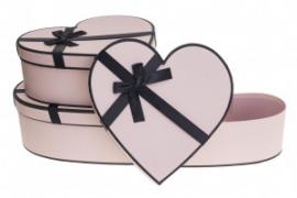 Širdelės formos dėžutės 3 dalių (rožinė)