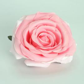 Dirbtinių išsiskleidusių rožės žiedų komplektas (12vnt. x 0.80€) [rožinė, 10x5,5cm]