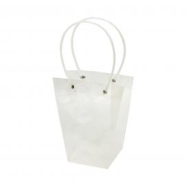 Permatomi platėjantys plastikiniai krepšeliai su rankena (10vntx1,00€) (10x10x17,5cm)