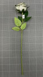 Dirbtinė rožės šaka, ilgis 50cm (pilkai žalia)