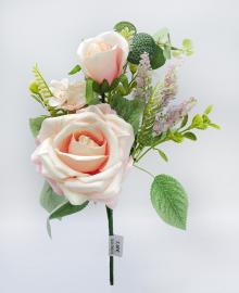 2 rožių puokštė 35 cm (šv. rožinė-kreminė)