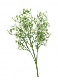 Dirbtinė gėlės šakelė, ilgis 33 cm (balta - žalia)