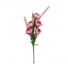 Dirbtinė putoplastinė gėlių šakelė su žiedais, ilgis 41cm (rožinė)