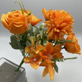 Dirbtinė gėlių puokštė, ilgis 29 cm (oranžinė)