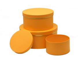 Cilindrinės dėžutės 3 dalių su auksine juostele (oranžinės)