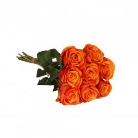 Dirbtinė puokštė iš 8vnt rožių, ilgis 37cm (Oranžinė)