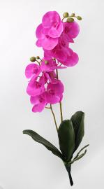 Smulkių orchidėjų šakelės su lapais 58cm (t. rožinė)