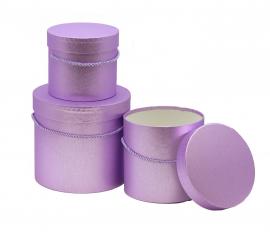 Cilindrinės dėžutės 3 dalių blizgančios su rankenėle (violetinė)