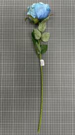 Dirbtinė rožės šaka, ilgis 52cm (mėlyna)