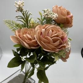 Dirbtinė rožių puokštė, ilgis 43cm (šv. oranžinė)
