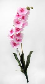 Smulkių orchidėjų šakelės su lapais 58cm (šv. rožinė-balta)
