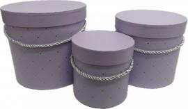 Cilindrinės dėžutės 3 dalių su rankenėle (violetinės)