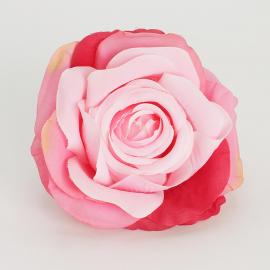 Dirbtinių didelių rožės žiedų komplektas (12vnt. x 0.70€) [šviesiai ir ryškiai rožinė, 11x6cm]