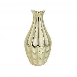 Keramikinė ovali išgaubta vaza, aukštis 32,5cm (šviesiai auksinė)
