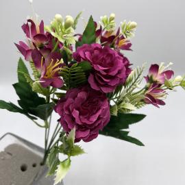 Dirbtinė gėlės puokštė, ilgis 31cm (violetinė)