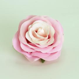 Dirbtinių prasiskleidusių rožės žiedų komplektas (12vnt. x 0.45€) [persikinė, rožinė, 9x6cm]