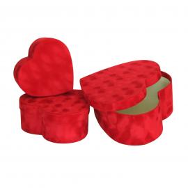 Širdelės formos dėžutės "Zomšinės" 3 dalių (raudona)