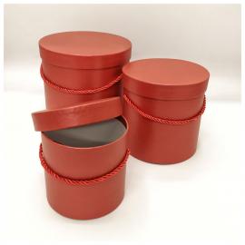 Cilindrinės dėžutės su rankenėle 3 dalių (raudona)