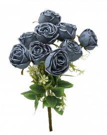 9 rožių puokštė 43cm (t. mėlyna)
