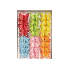 Dekoratyviniai prisegami drugeliai blizgantys raštuoti (mažesni, MIX, 24vnt x 0,45€)