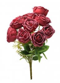 9 rožių puokštė 43cm (bordo)