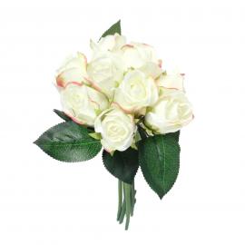 Dirbtina puokštė iš 10vnt rožių, ilgis 26cm (balta)