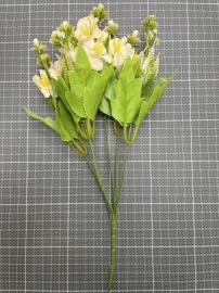 Dirbtinė gėlės šakelė, ilgis 34cm (balta-rožinė)