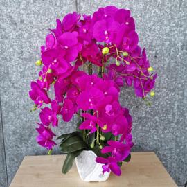Dirbtinių rožinių orchidėjų didelė kompozicija keramikiniame vazone (40x67cm)
