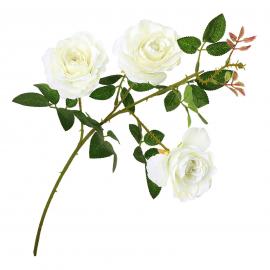 Dirbtinė Rožės šaka su 3 žiedais, ilgis 76cm (Balta)