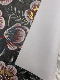 Vyniojamas popierius gėlėms su gėlių dekoracija 10 lapų, 50x60cm juodas