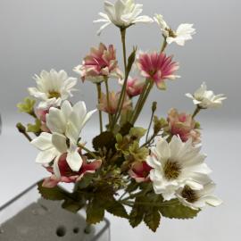 Dirbtinė gėlės puokštė, ilgis 33cm (balta-rožinė)