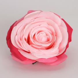 Dirbtinių išsiskleidusių rožės žiedų komplektas (12vnt. x 0.80€) [ryškiai rožinė, 10x5,5cm]