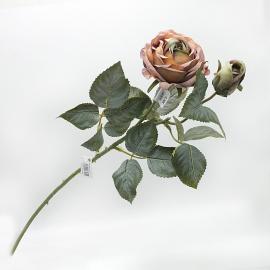 Dirbtinė rožės šaka 64 cm (violetinė su oranžine)