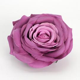 Dirbtinių išsiskleidusių rožės žiedų komplektas (12vnt. x 0.80€) [violetinė, 10x5,5cm]