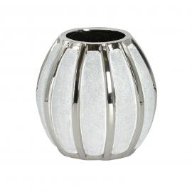 Keramikinė ovali vaza, aukštis 20cm (sidabrinė blizgi, matinė)