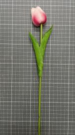 Dirbtinė tulpė, ilgis 32cm (balta-rožinė)
