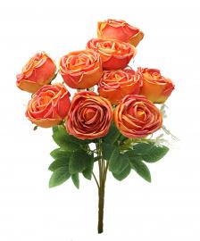 9 rožių puokštė 43cm (oranžinė)