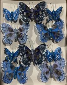 Dekoratyviniai prisegami drugeliai (MIX, mėlyni, 6vnt x 0,60€, 4vnt x 0,45€)