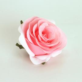 Dirbtinių prasiskleidusių rožės žiedų komplektas (12vnt. x 0.50€) [rožinė, 8x6cm]