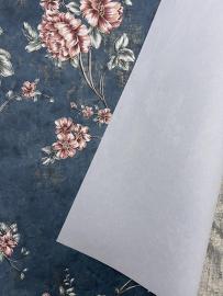 Vyniojamas popierius gėlėms su gėlių dekoracija 10 lapų, 50x60cm tamsiai mėlynas