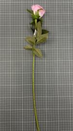 Dirbtinė rožės šaka, ilgis 49,5cm (rožinė-balta)