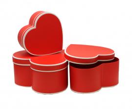 Širdelės formos dėžutės 3 dalių (raudona)