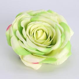 Dirbtinių išsiskleidusių rožės žiedų komplektas (12vnt. x 0.80€) [žalsva, 10x5,5cm]