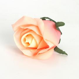 Dirbtinių rožės žiedų komplektas (12vnt. x 0.25€) [persikinė, rožinė, 6x6cm]