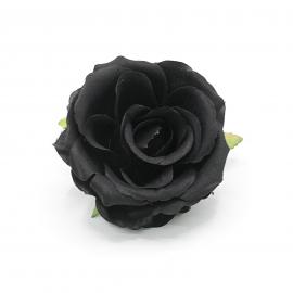 Dirbtinių rožės žiedų komplektas, 8 cm skersmuo (12 vnt. x 1.00€) (juodas)
