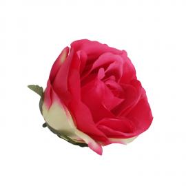 Dirbtinių rožės žiedų komplektas, skersmuo 8cm (12vnt x 0,70€) (Tamsiai rožinė)