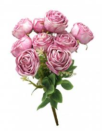 9 rožių puokštė 43cm (rožinė-kreminė)